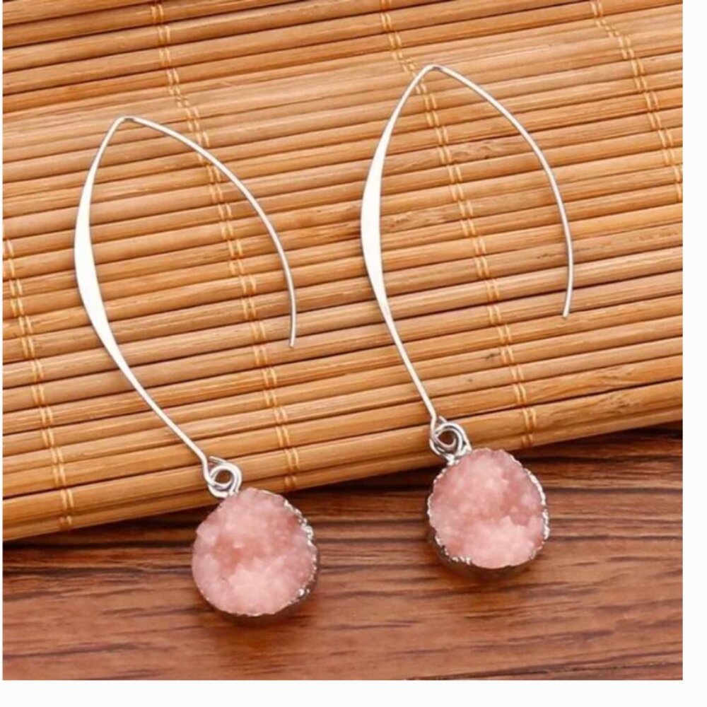 ⭐️❤️ FREE Stone Geo Geode Boho Peasant Hipster Hippie Pop Art Deco Chic Earrings